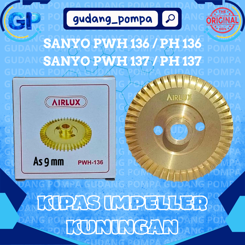 Kipas Impeller Kuningan Pompa Air Sanyo 136/137