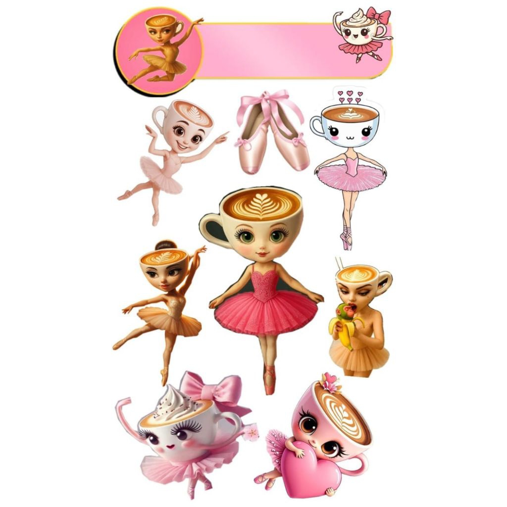 Topper Balerina Jumbo A4/ Topper Cake Happy Birthday / Hiasan Kue Ulang tahun/Kue Tar/Hiasan Buket