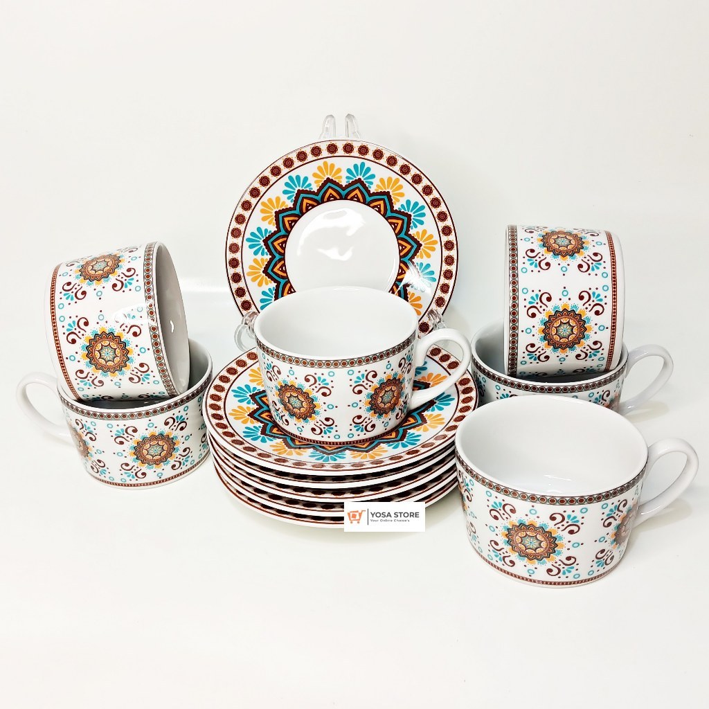 Cangkir Keramik Kopi Teh Motif Marakesh Kedaung Home  - 12 Pcs