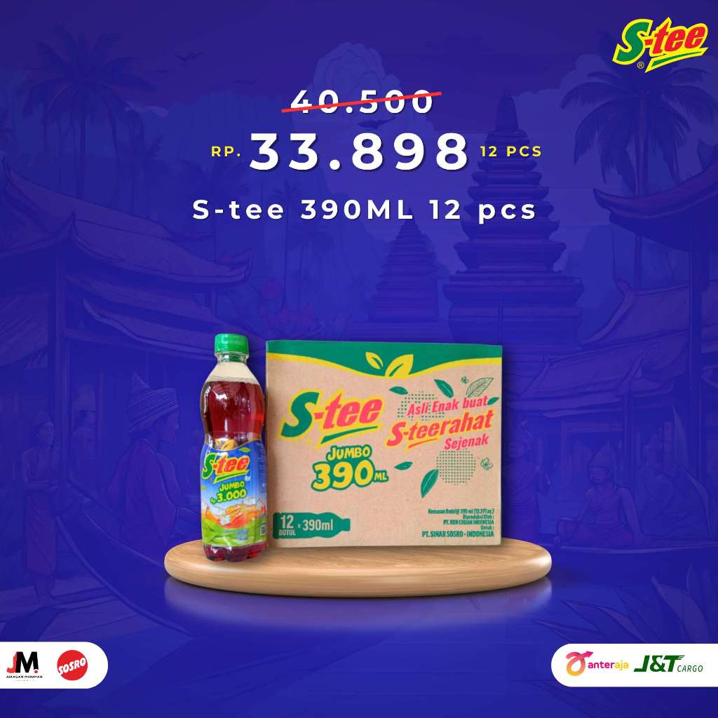 

S-tee Botol PET 390 ml Isi 12 pcs