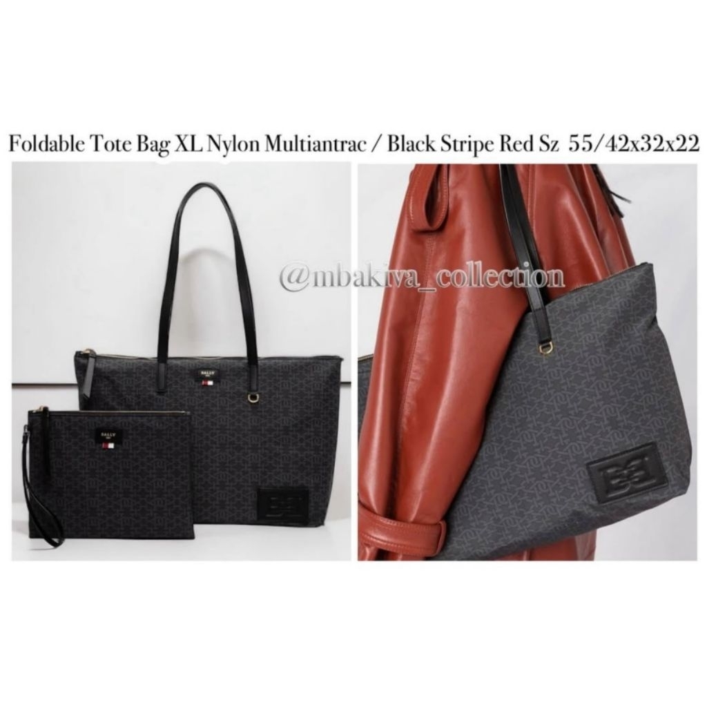 BLLY Foldable Tote Bag XL Nylon Multiantrac / Black Stripe Red