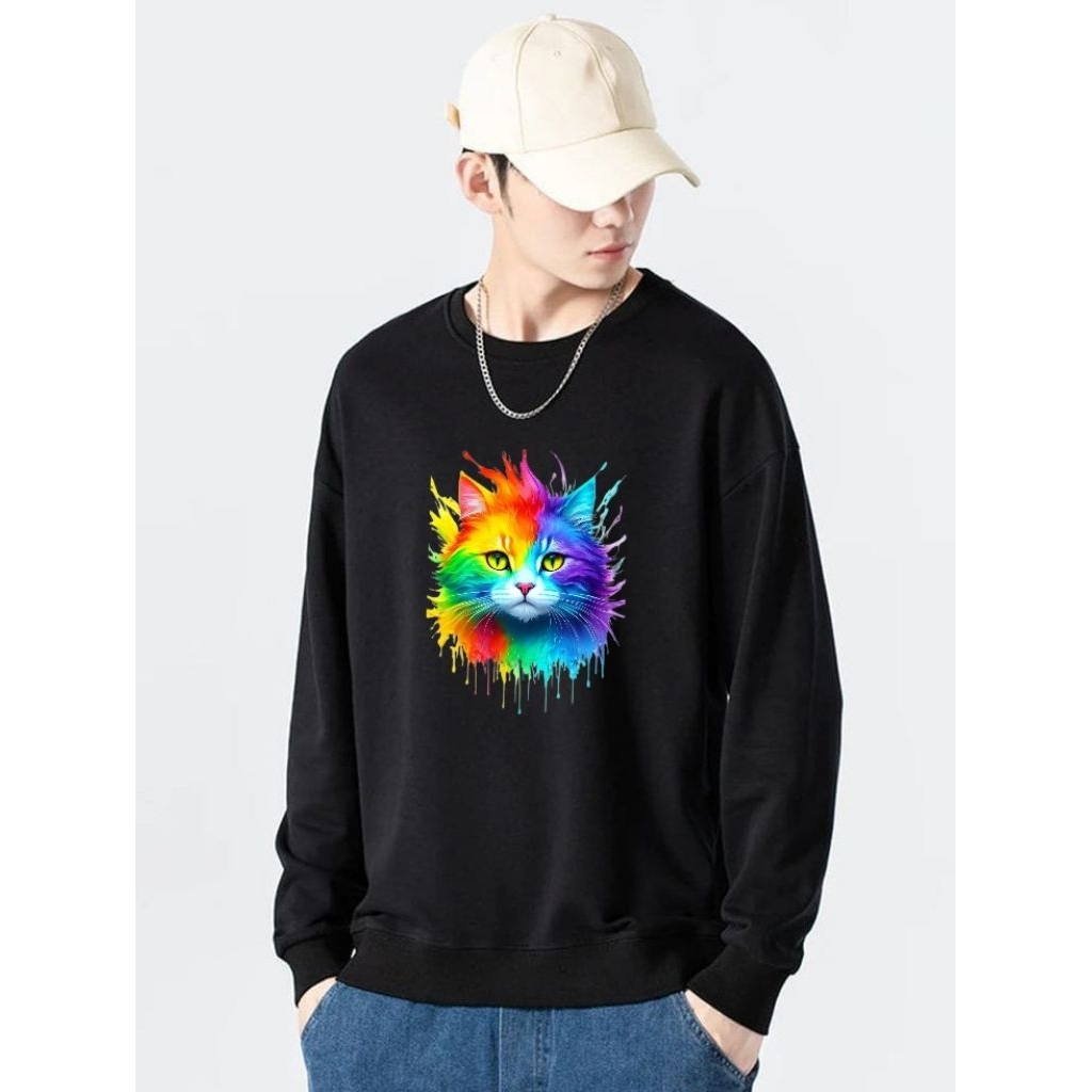 baju kucing pria terbaru lengan panjang baju kaos pria kaos pria korea baju pria trendy baju kucing 