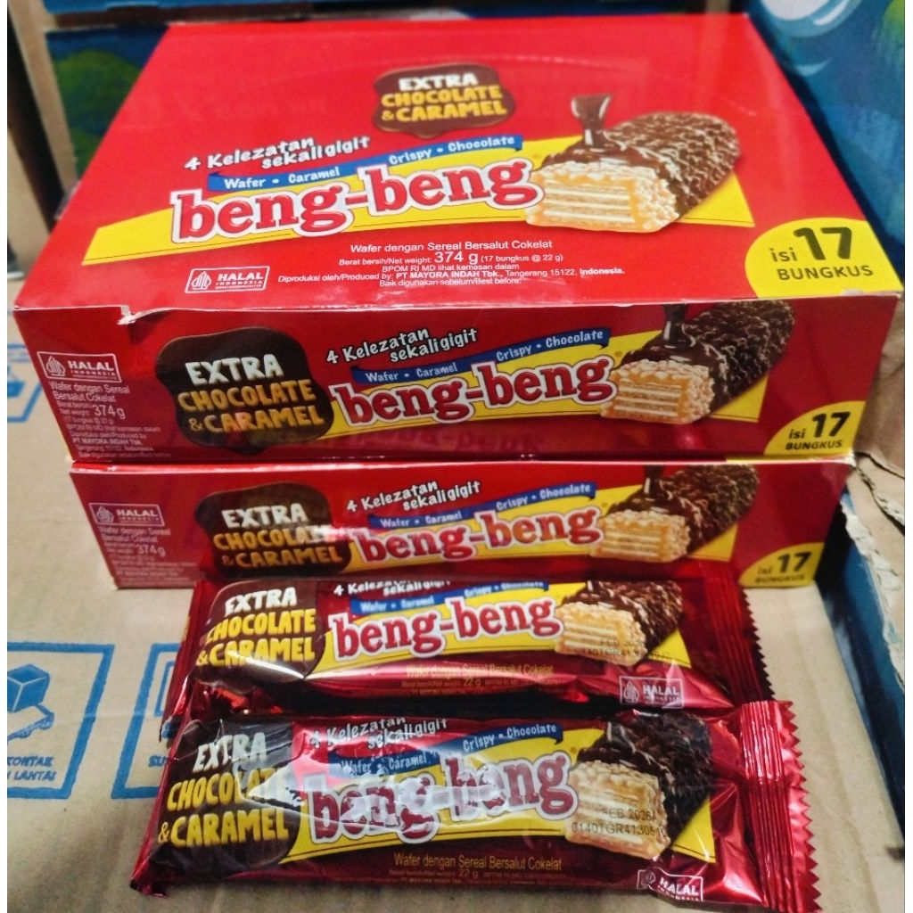 

2 kotak Beng Beng Extra Chocolate & Caramel isi 17 bks @22gr