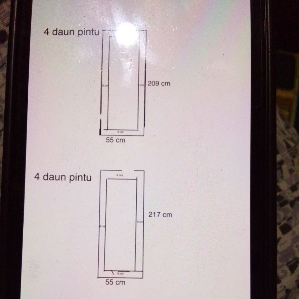 8 daun pintu kaca bening ram 10 cm kaca 6 mm