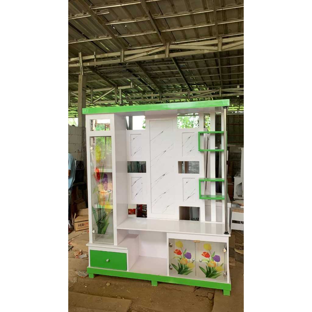 buffet tv / rak tv / penyekat ruang tamu sketsel kaca