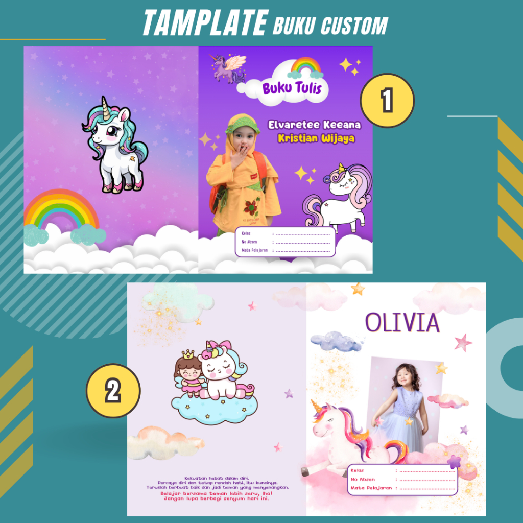 

BUKU TULIS CUSTOM KEKINIAN // 1 Pack isi 5 buku // isi buku 38 Lembar