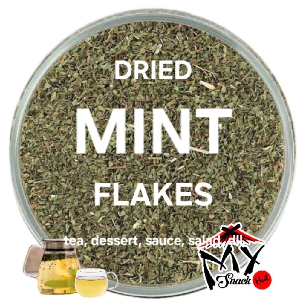

DRIED MINT FLAKES 250GR DAUN MINT KERING TABURAN ICE ES CREAM MINUMAN BUMBU PANGGANG GRILL SUP SOUP