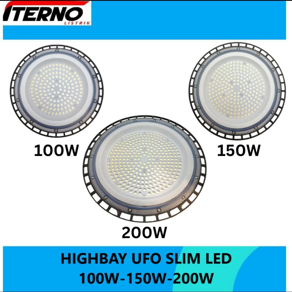 Lampu High Bay UFO 100W 150W 200W Slim LED Highbay Industri Gudang Gantung