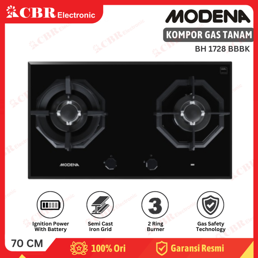 Kompor Tanam MODENA 2 Tungku - BH 1728 BBBK