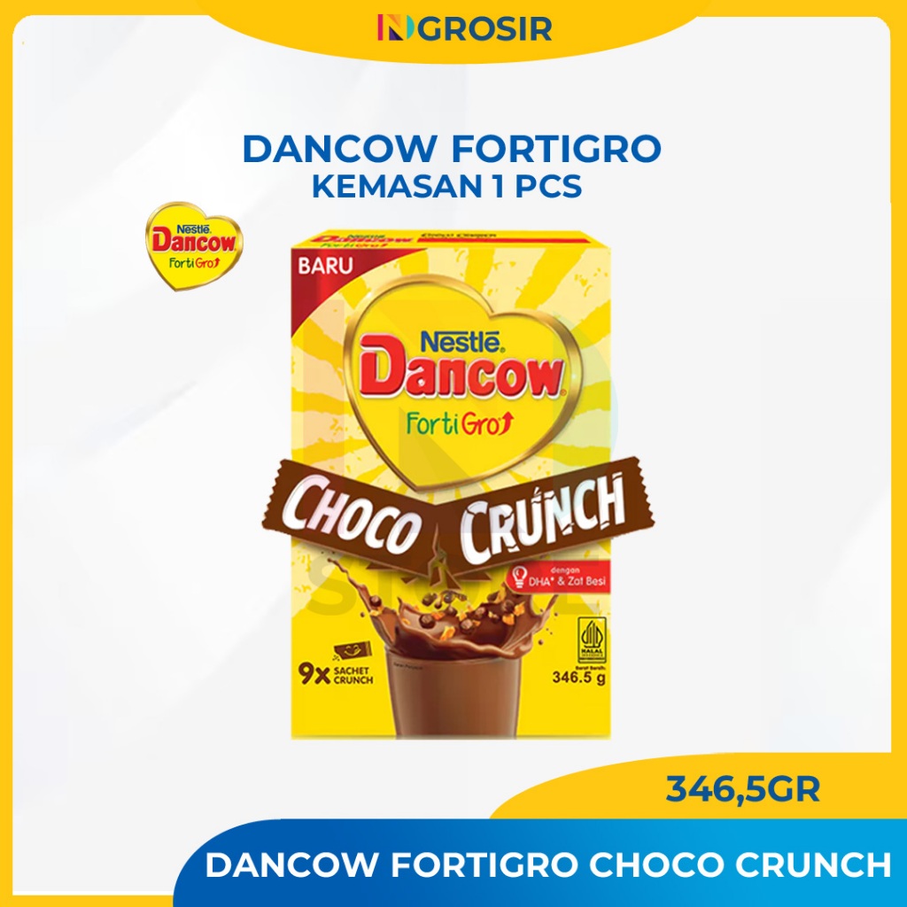 

Dancow FortiGro Susu Bubuk Instan Choco Cokelat Crunch 346.5g (isi 9 sachet) - Untuk Anak Usia 6-12 Tahun