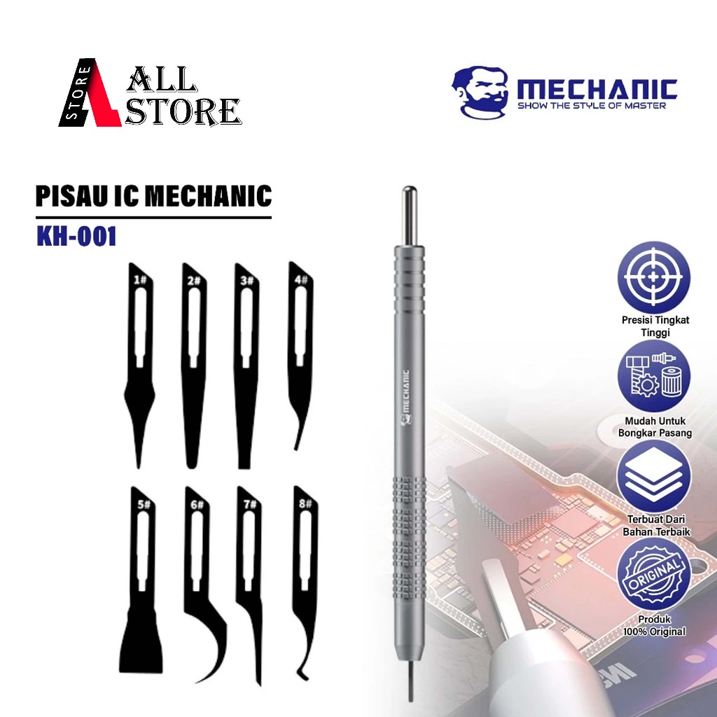 

MECHANIC PISAU IC KH-001 QUICK REMOVAL BLADE PEN SET ORIGINAL - ALAT BANTU BUKA IC MOBO ELEKTRONIK - OPENING TOOLS TEKNISI HANDPHONE - ALAT PEMBERSIH IC CPU