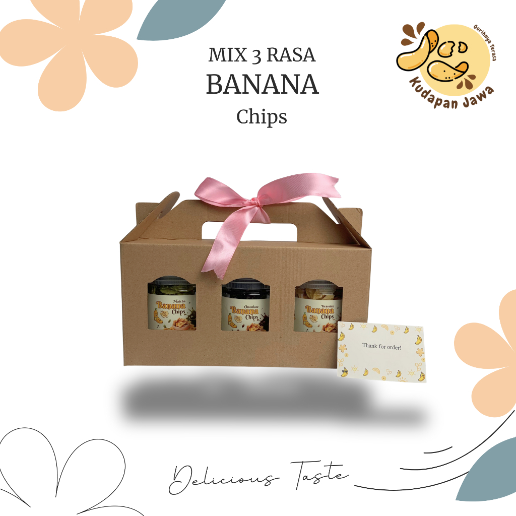 

GIFT KUDAPAN JAWA - Paket MIX 3 Rasa Keripik Pisang Full Coklat Lumer Melted Choco Banana Chips
