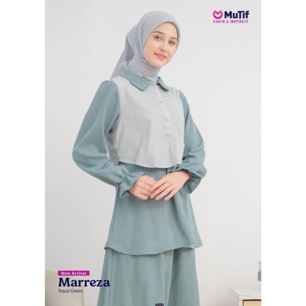 One Set Rok Mutif Marezza  / Tosca Green / Bahan Katun Adem