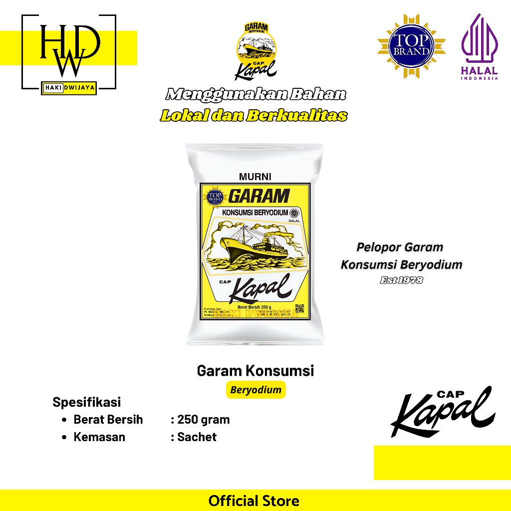 

[250 Gram] Cap Kapal Garam Konsumsi Beryodium