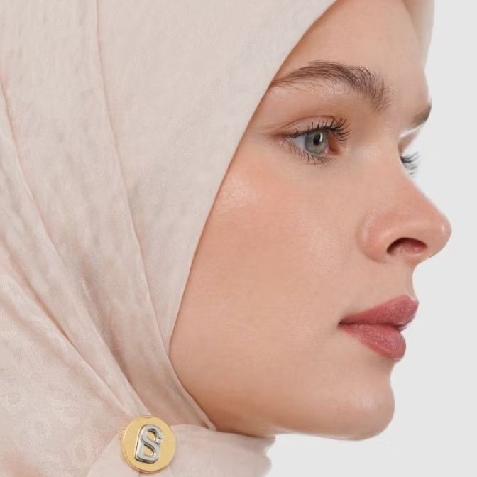 Round Pin Brooch Gold Silver Bros Dagu Buttonscarves Asli dan Baru Ready