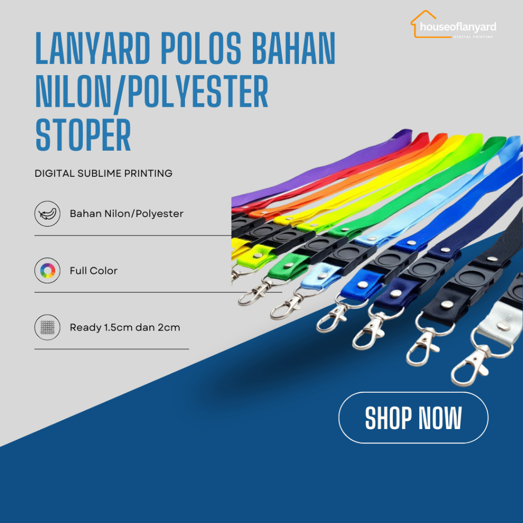 

Tali Lanyard Polos Polyester Nilon Gantungan Hp Tali Id Card Name Tag Stoper Putar