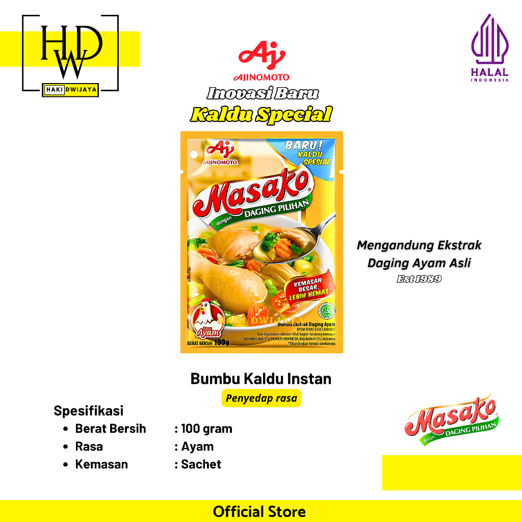 

[100 gr] Masako Bumbu Penyedap Rasa Ayam Bubuk Kemasan Sachet