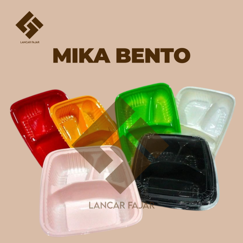 [50 biji] mika bento mini / mika bento mini hitam dan warna, size 14.7 x 18. 7 x 3.7 cm termasuk tut