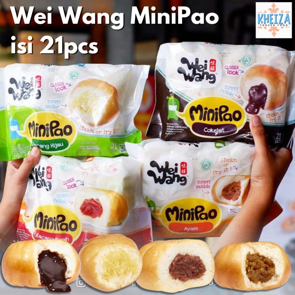 

WEI WANG Mini Pao All Varian Kacang Merah Kacang Ijo Ayam Coklat - MiniPao Cokelat - Kheiza Frozen