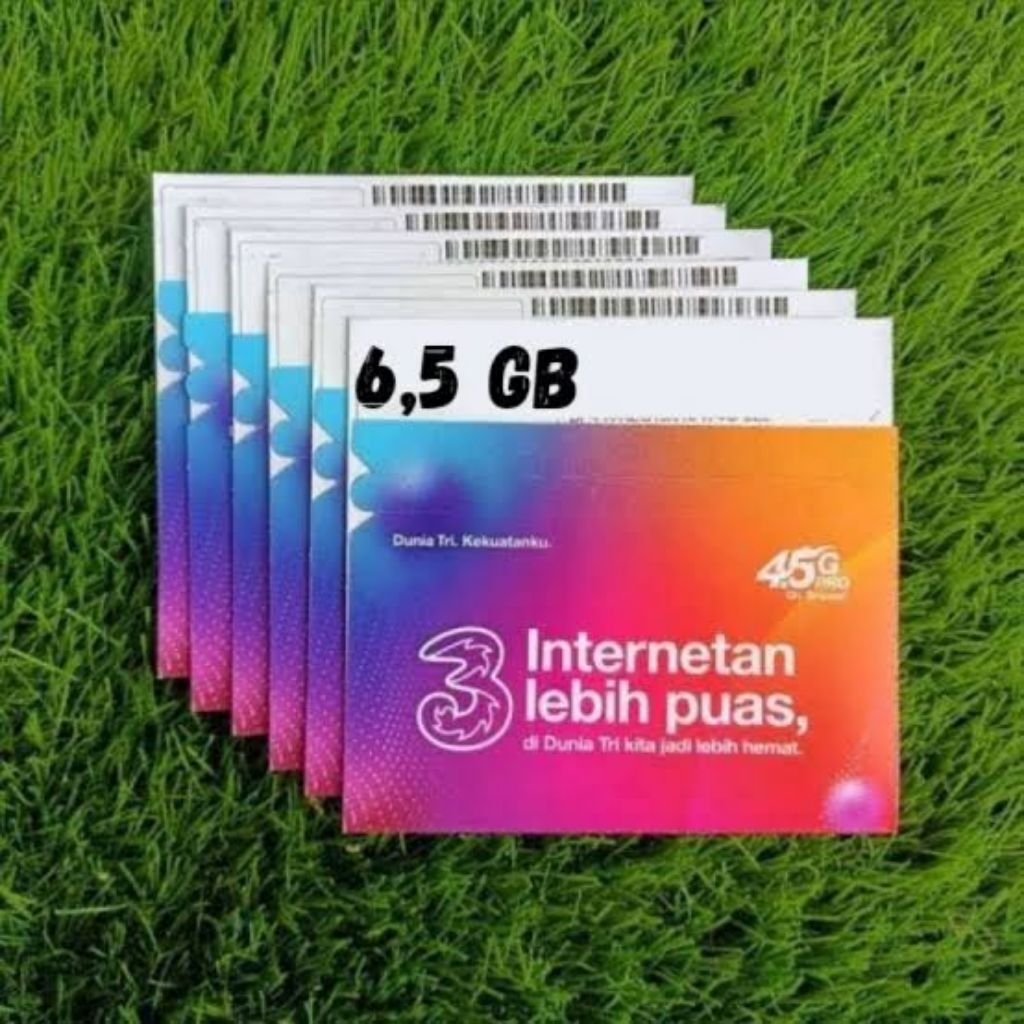 KARTU PERDANA TRI | KUOTA 6,5GB 30HARI (minimal 10pcs)