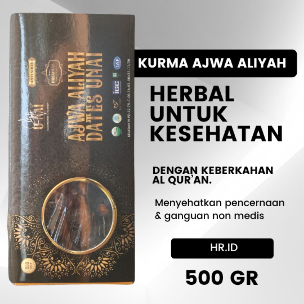 

KURMA AJWA ALIYAH 500 GR ORIGINAL REHAB HATI