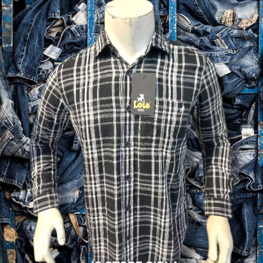 KEMEJA PRIA LOIS JEANS MOTIF KUALITAS PREMIUM QUALITY WARNA HITAM