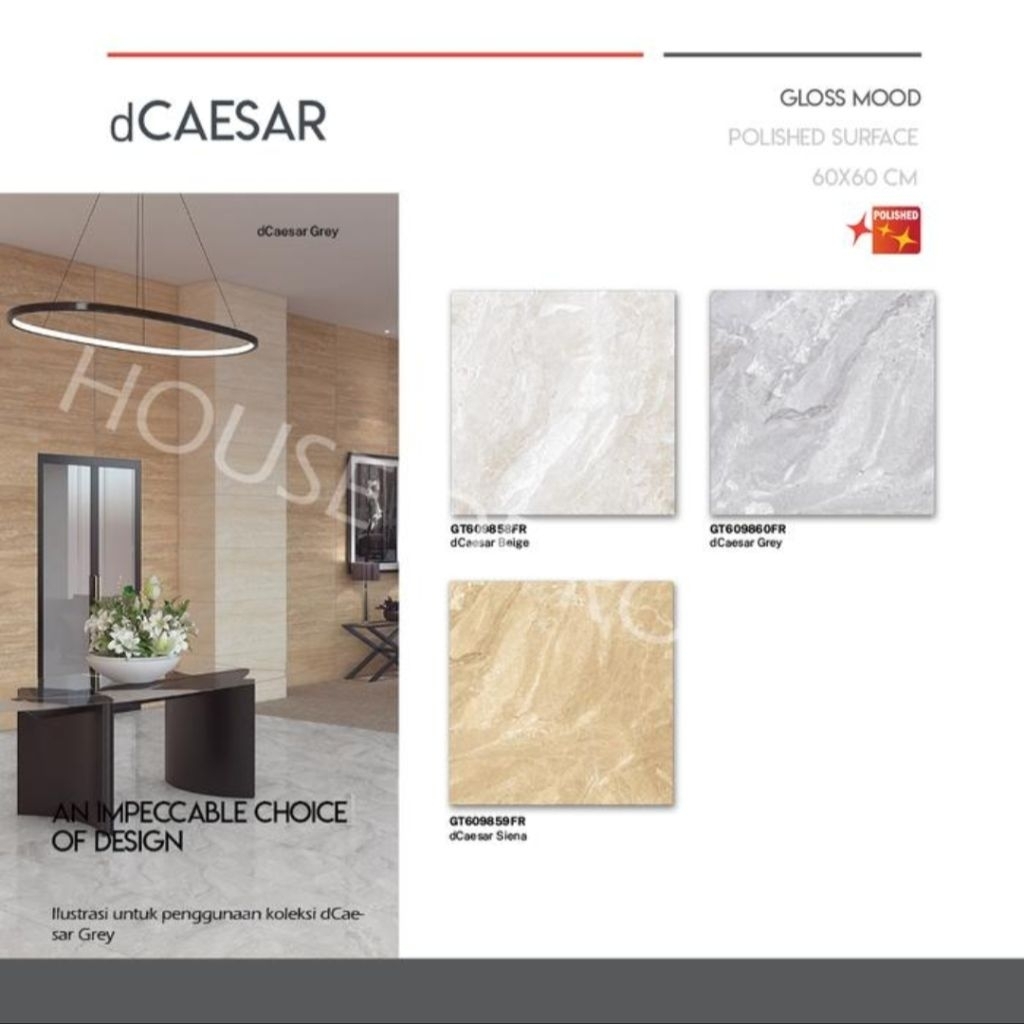 Roman Granit Lantai 60x60 dCaesar Series (Gloss Mood) / Lantai Granit Glossy / Lantai Granit Kilap R