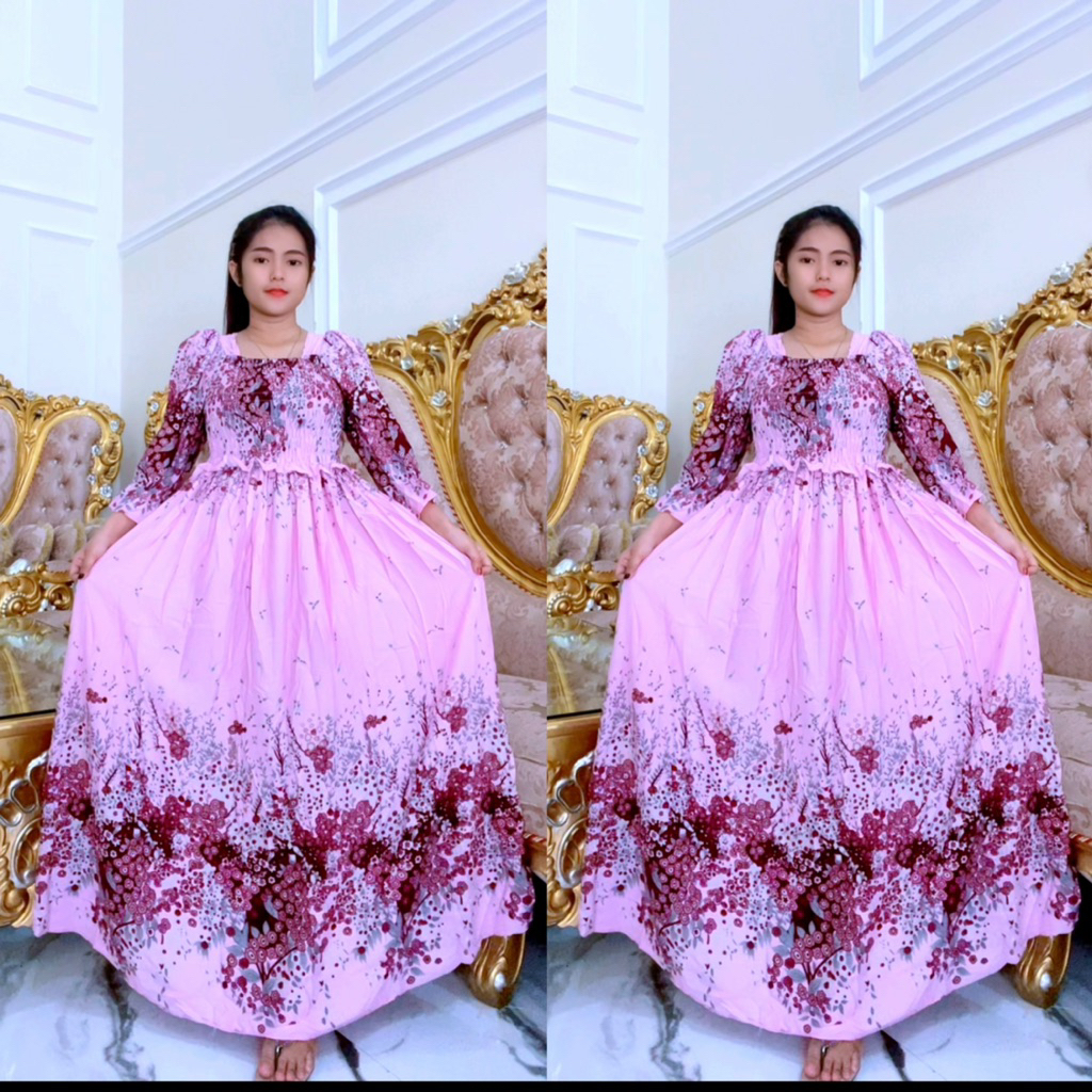 kemala dress sabrina full kerut bunga