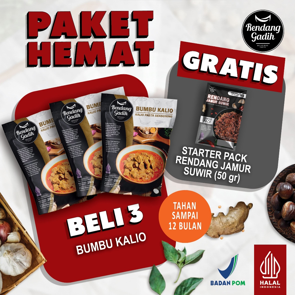 

Rendang Gadih - Paket 3 pcs Bumbu Kalio Instan @ 250 g