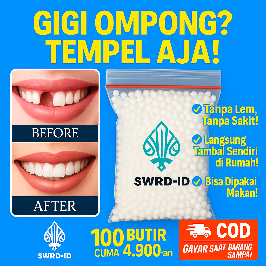 Tambal Gigi Sendiri di Rumah–Temptooth 100 Butir | Penambal Gigi Bolong, Gigi Copot, Gigi Sementara