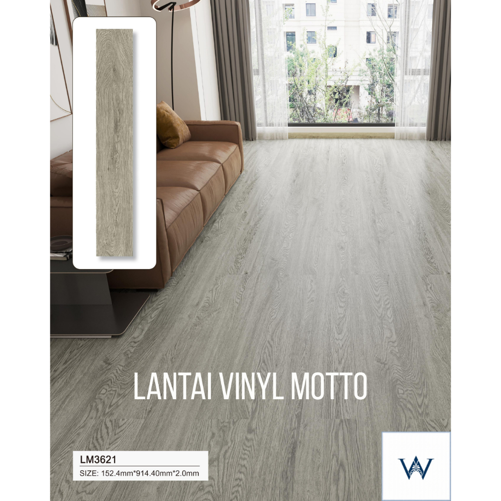Lantai Vinyl 2mm Motif Kayu per 1 box (Isi 24 lembar / 3,34 m²)