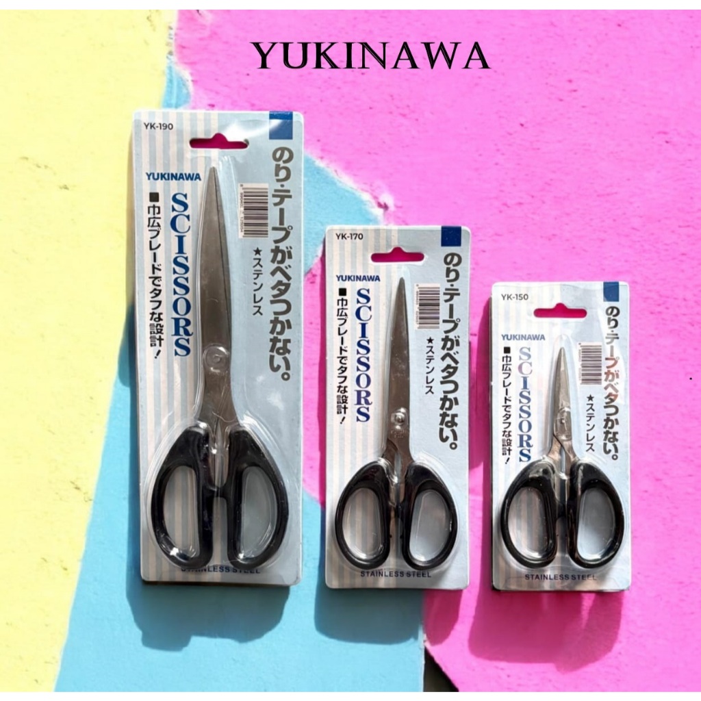 

Gunting Kertas Kain Tajam lancip Stainless Steel Ukuran Kecil Medium Sedang Tanggung Besar 12 16 20 cm 4 inch 12CM 6 inch 16CM 8 inch 20CM Baja Tahan Karat Kuat Scissors Multifungsi Gagang Hitam YUKINAWA YK-150 TK-170 YK-190 Soft Grip Gunting Kantor ATK