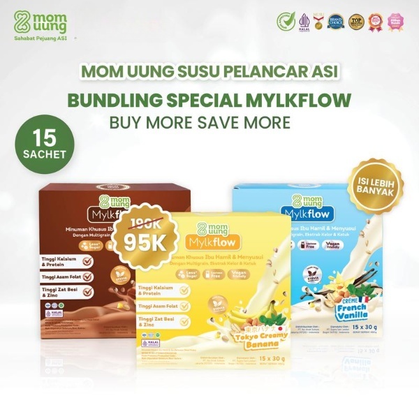 

Mom Uung Susu Mylkflow Isi 15 Sachet Belgian Choco / French Vanilla / Tokyo Creamy banana