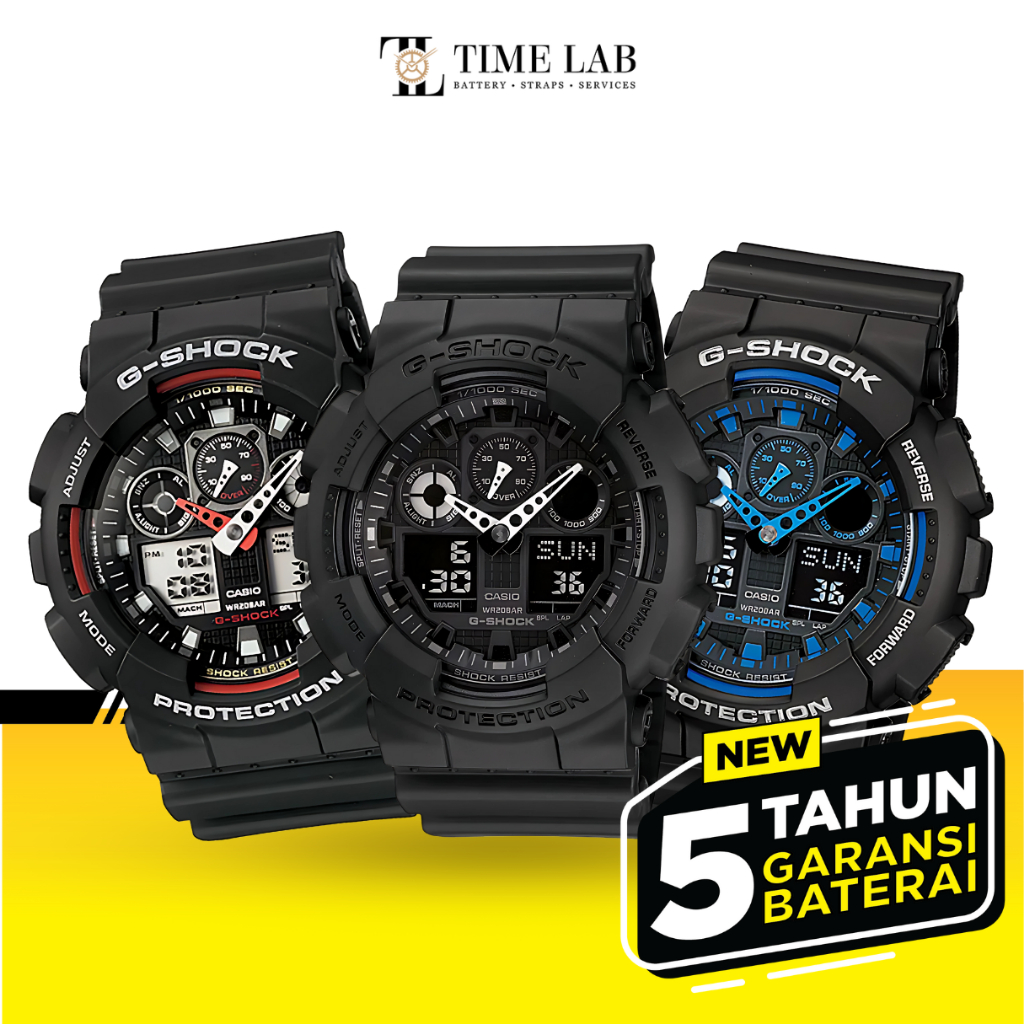 JAM TANGAN PRIA CASIO G-SHOCK / G-SHOCK GA-100 ANALOD DIGITAL RUBBER ORIGINAL