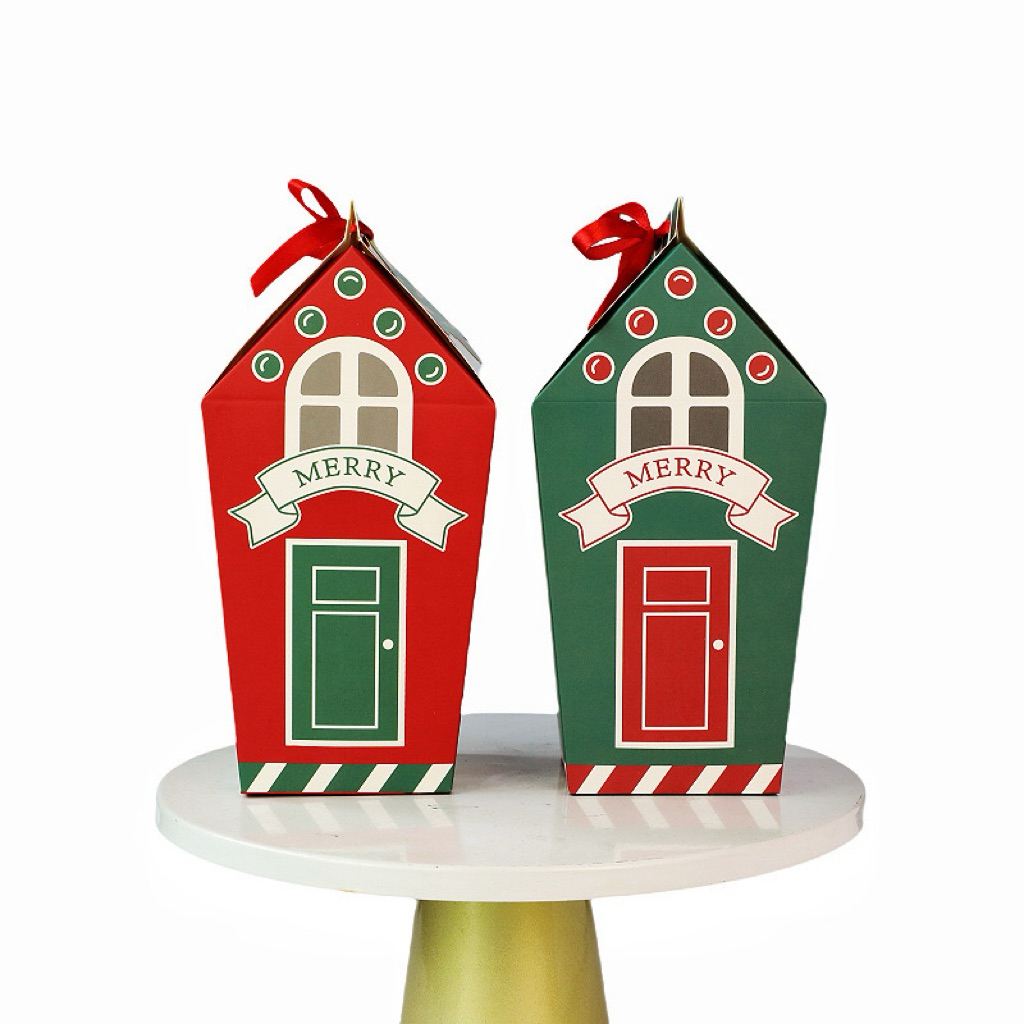 

Box Merry Christmas HOUSE RED GREEN Box Natal Merah Hijau Bentuk Rumah