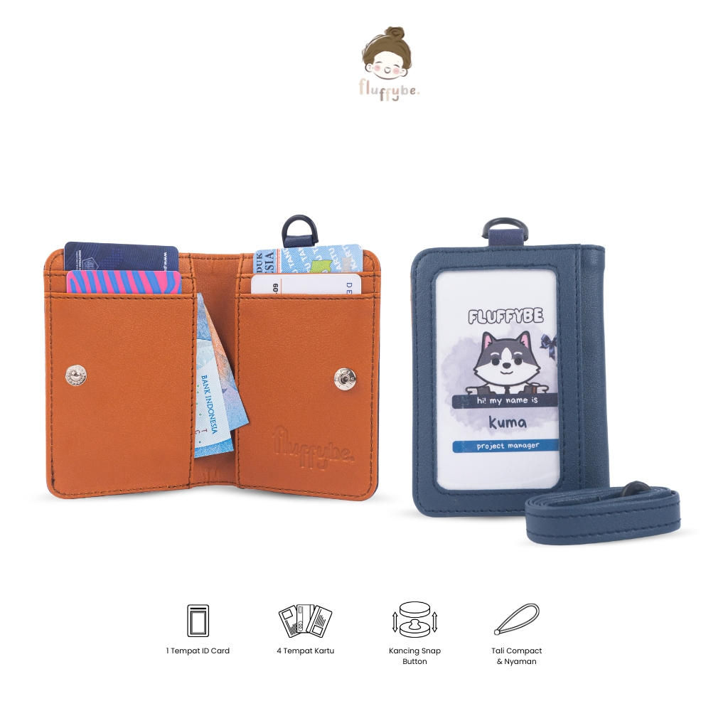 

Lanyard ID Card Dompet Kartu Gantungan Name Tag Multifungsi Navy-Brown