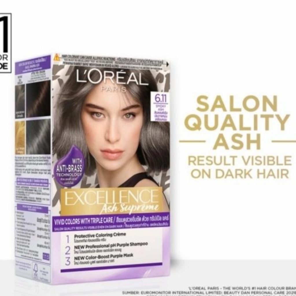 Loreal Cat Rambut Excellece Ash Supreme Smoky Ash 6.11