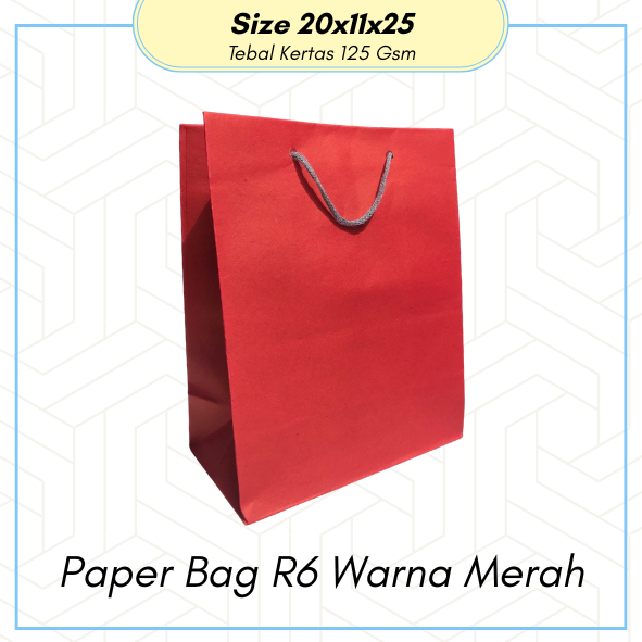 

PAPER BAG R6 MERAH POLOS MURAH 20 X 25 / TAS KADO / TAS KERTAS POP MIE DAN MINUMAN