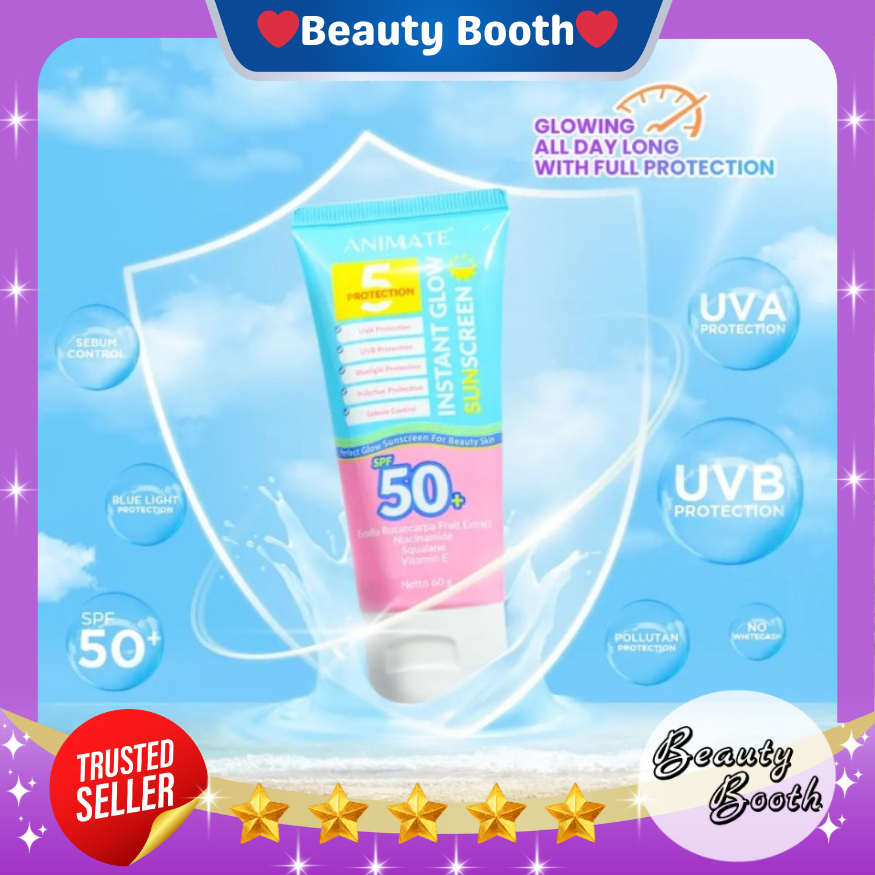ANIMATE Instant Glow Sunscreen 5 Protection 60gr Sunblock - Beauty Booth Beautybooth