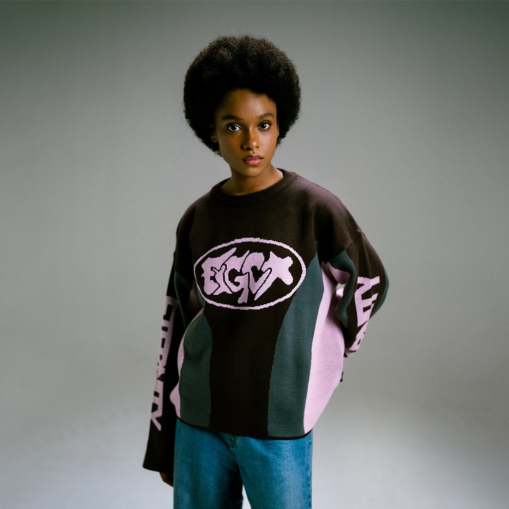 Figco - Knitted Boxy Crewneck Jersey Knitwear Sweatshirt Versal Brown