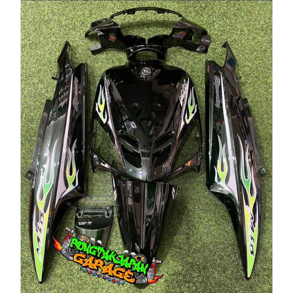 full set bodi halus mio mio sporty mio lama 5TL hitam set striping api custom transparan cover body 