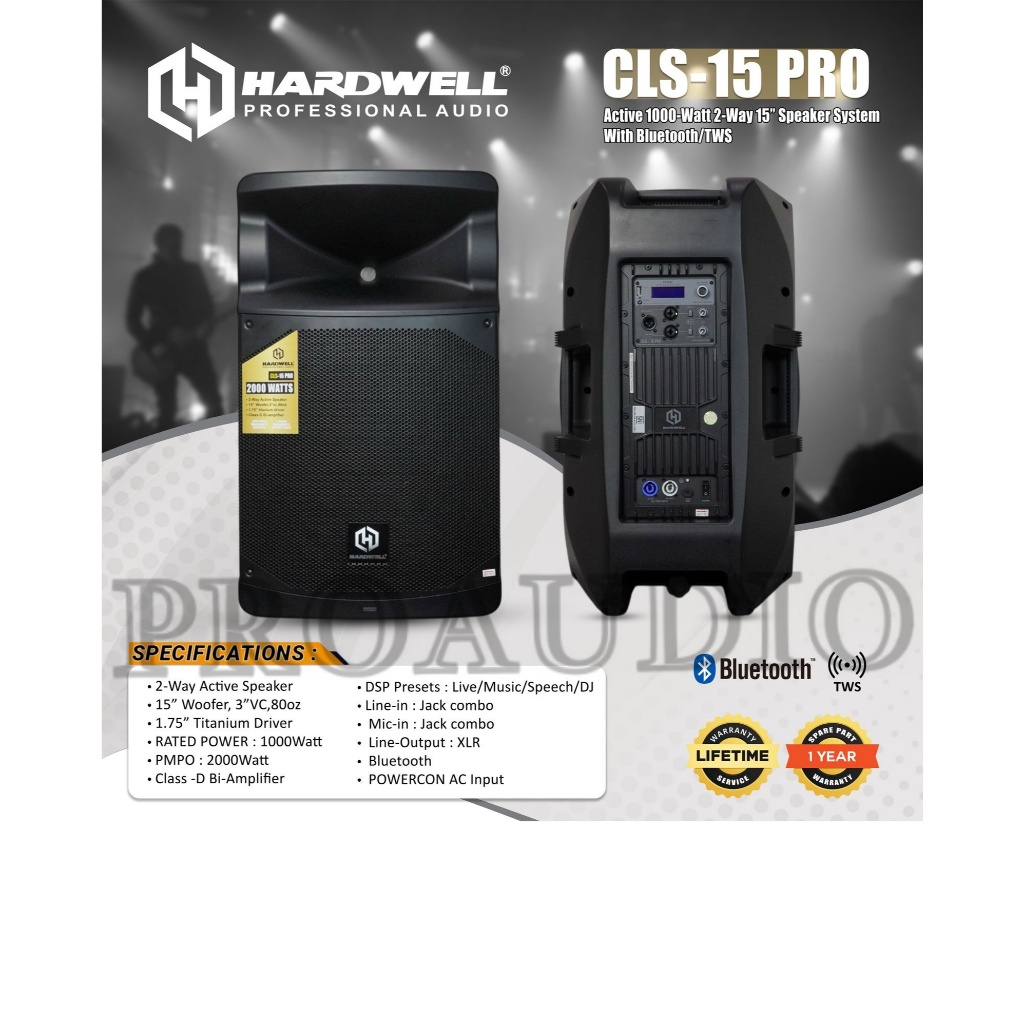 SPEAKER AKTIF  HARDWELL CLS 15 PRO / CLS15 pro / CLS15PRO SPIKER AKTIF 15 Inch BLUETOOTH 1000 WATTS 