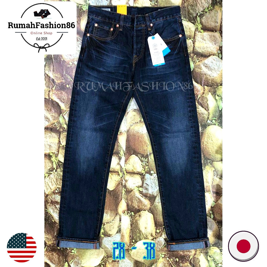 [FREE ONGKIR XTRA] CELANA JEANS PANJANG STANDAR PRIA DARK BLUE FULL KANCING ORIGINAL DENIM SELVEDGE