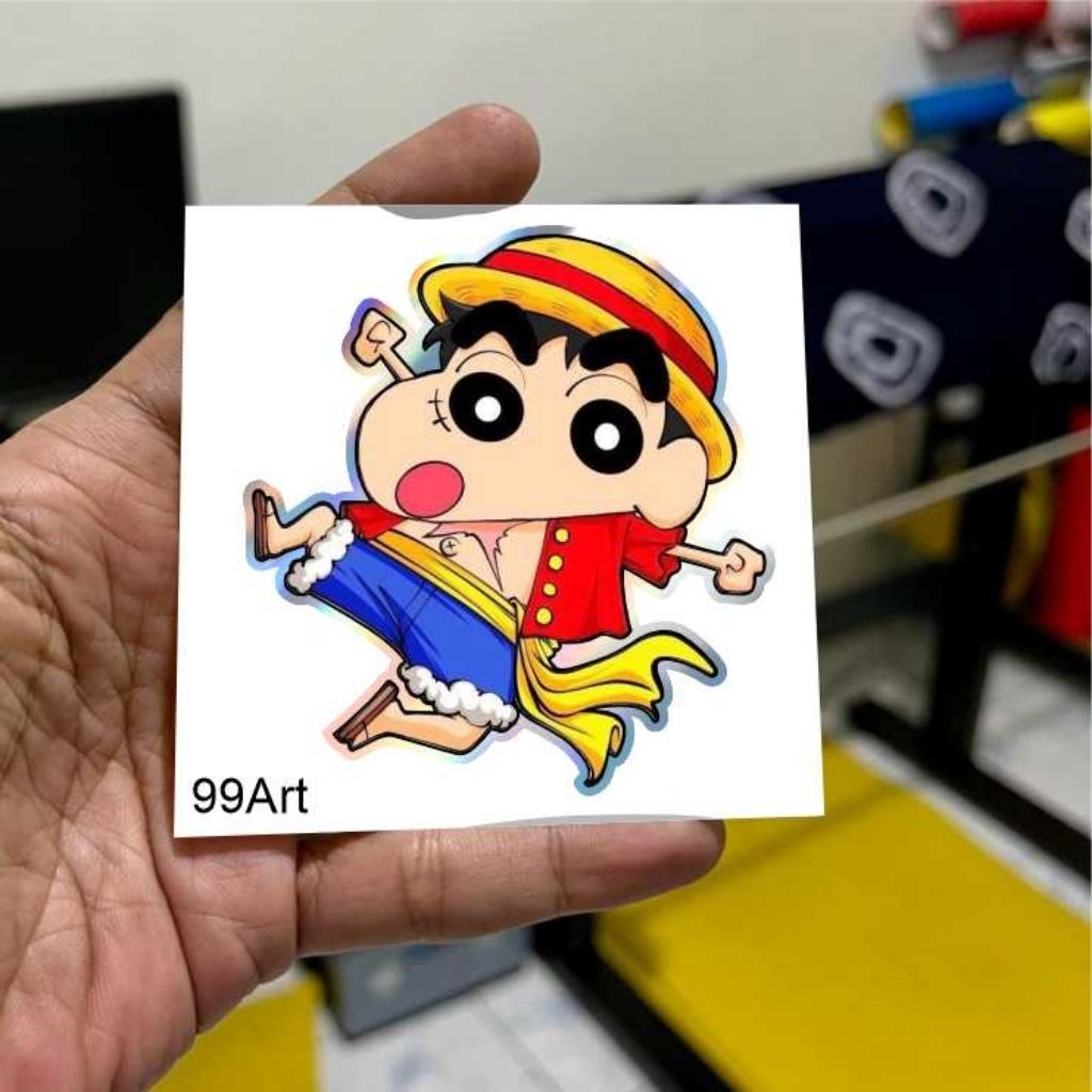 

seticker sincan, Sinchan lucu, stiker reflektive nyala dan hologram