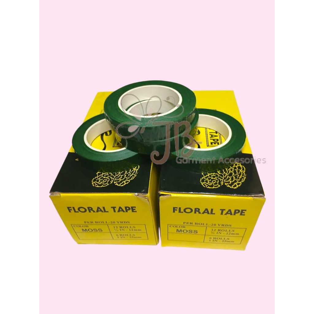 

1 Box isi 12 Roll | Floral Tape Lebar 1,2cm Panjang 20 Yard per Roll || Warna Hijau | Selotip Bunga