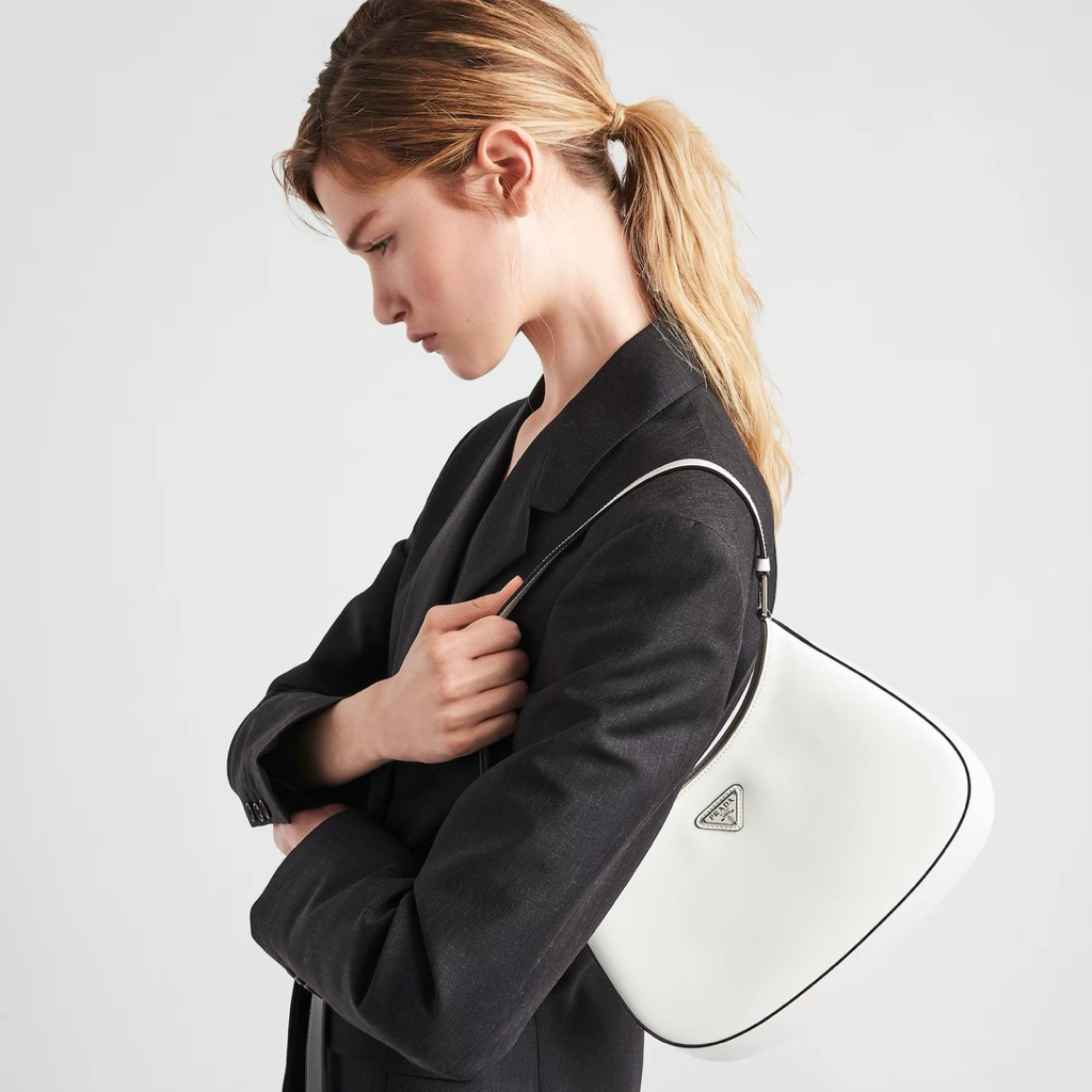PRADA Cleo Hobo Brushed Leather Shoulder Bag