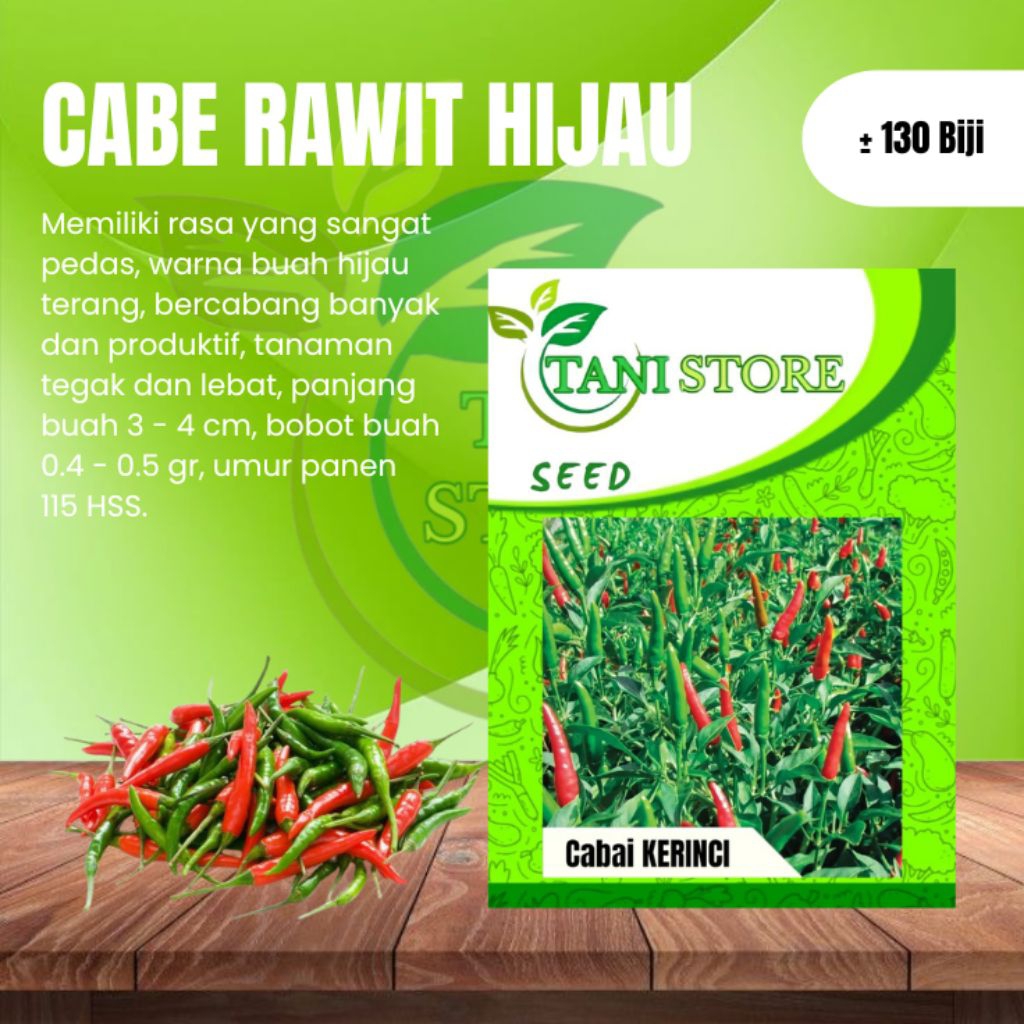 

Cabe Rawit Hijau Benih Repack ± 130 Biji