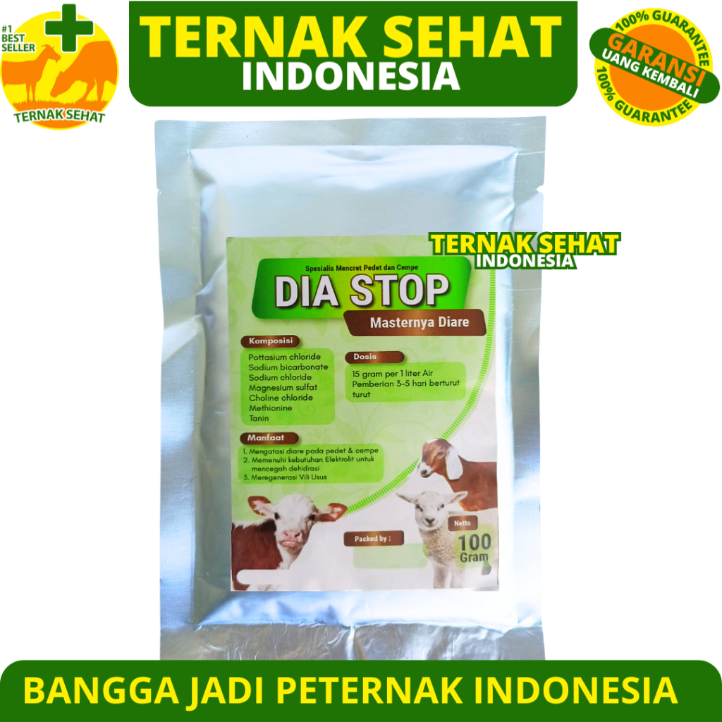 DIA STOP 100 GRAM - Obat Diare Mencret Sapi Kambing Domba Pedet Cempe - Obat Mencret Kambing - Obat 