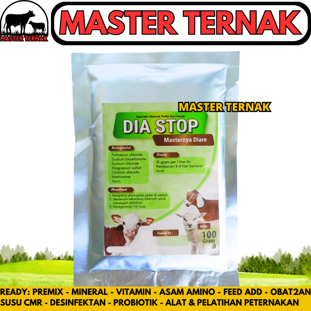 DIA STOP 100 GRAM - Obat Mencret Kambing - Obat Mencret Sapi - Obat Mencret Domba - Obat Diare Terna
