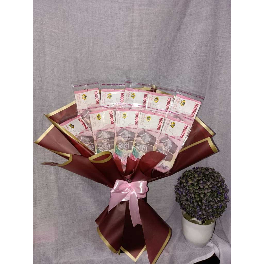 Buket Kosongan Uang Isi 10 Lembar Tanpa Bunga Mawar/ Buket Wisuda /Buket Hadiah Ulang Tahun